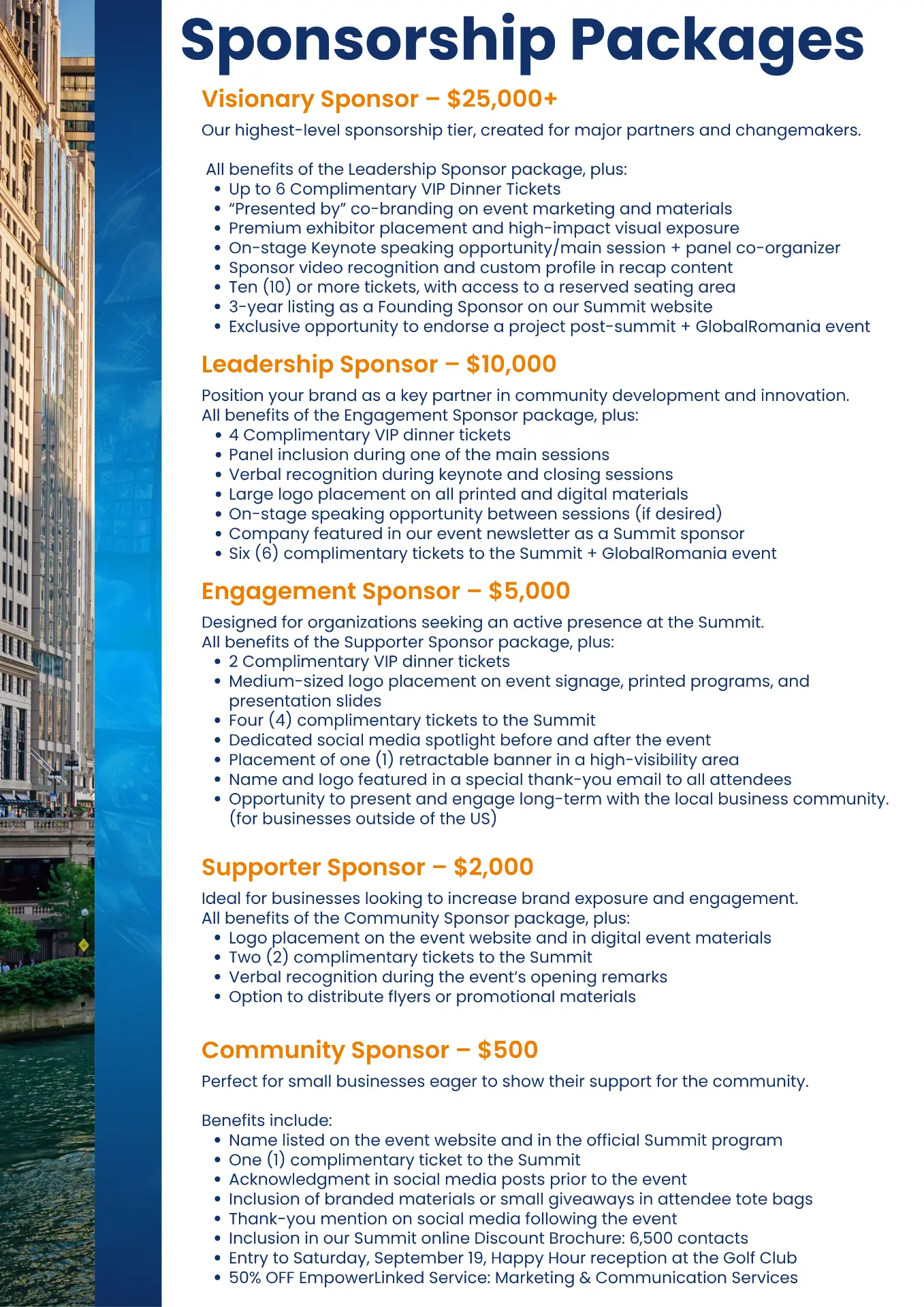 RoSummit 2026 Sponsorship Packages — Full Details