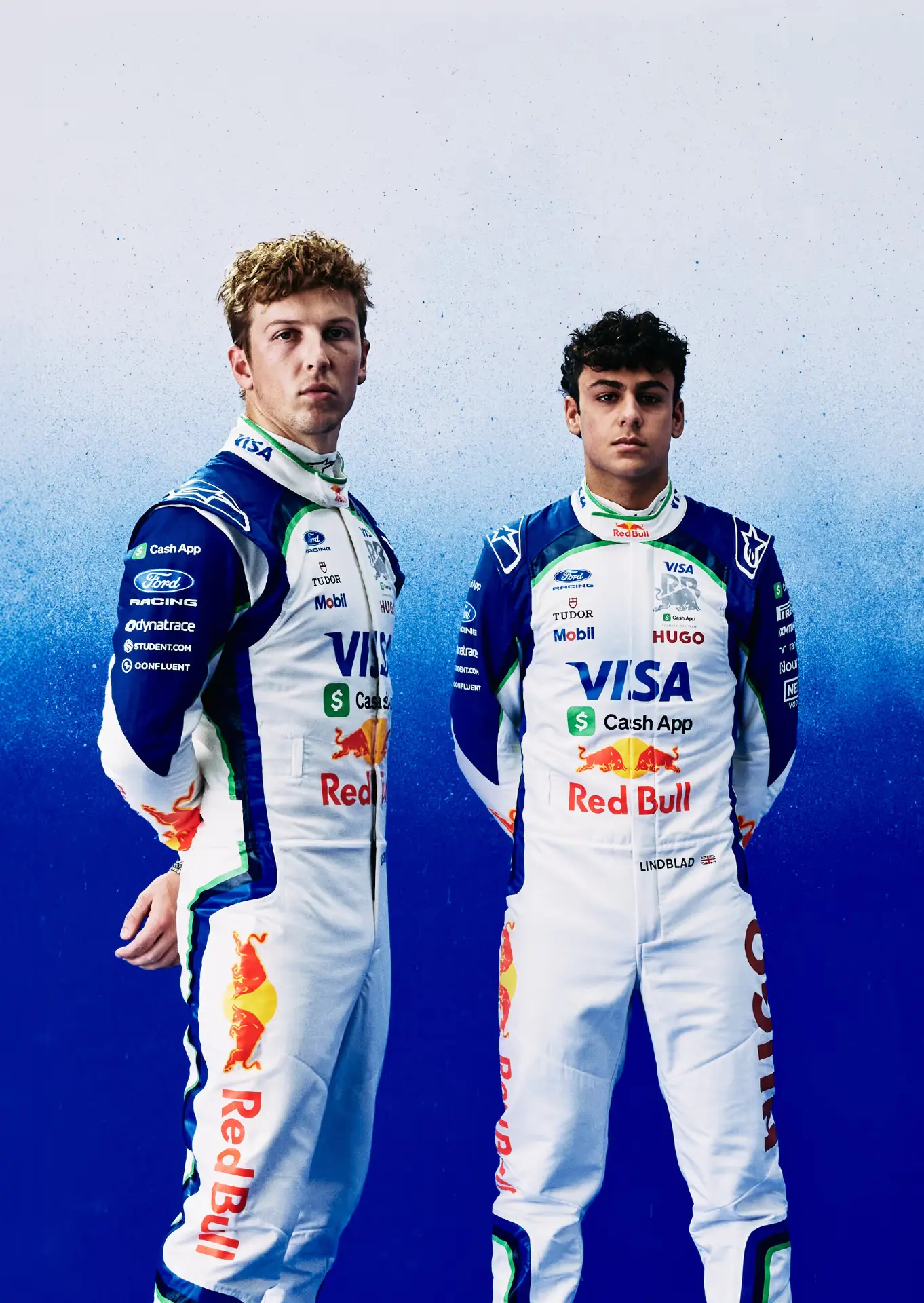 Visa Cash App Racing Bulls Formula 1 drivers in team race suits