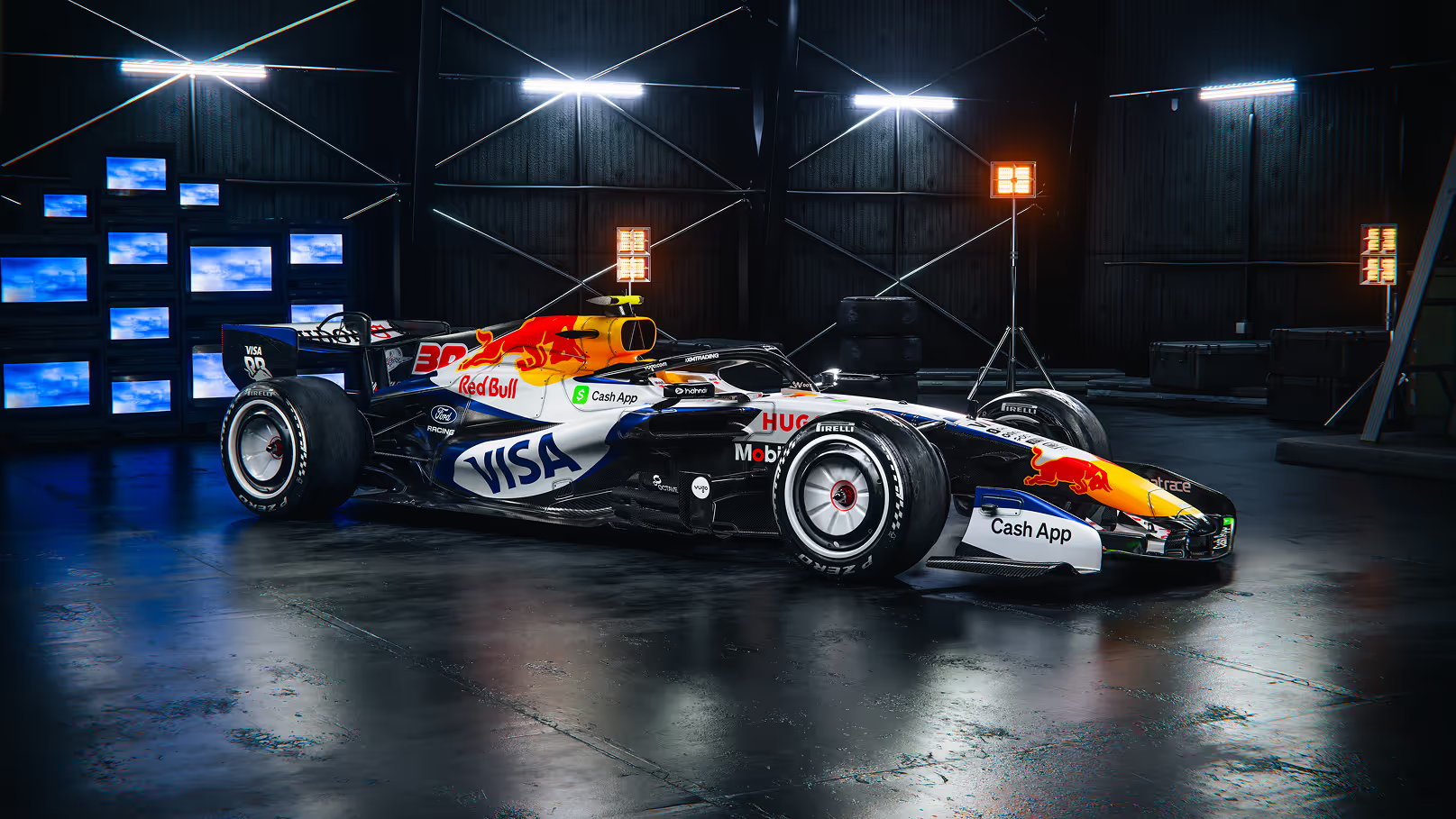 Visa Cash App Racing Bulls Formula 1 car with RebelDot branding
