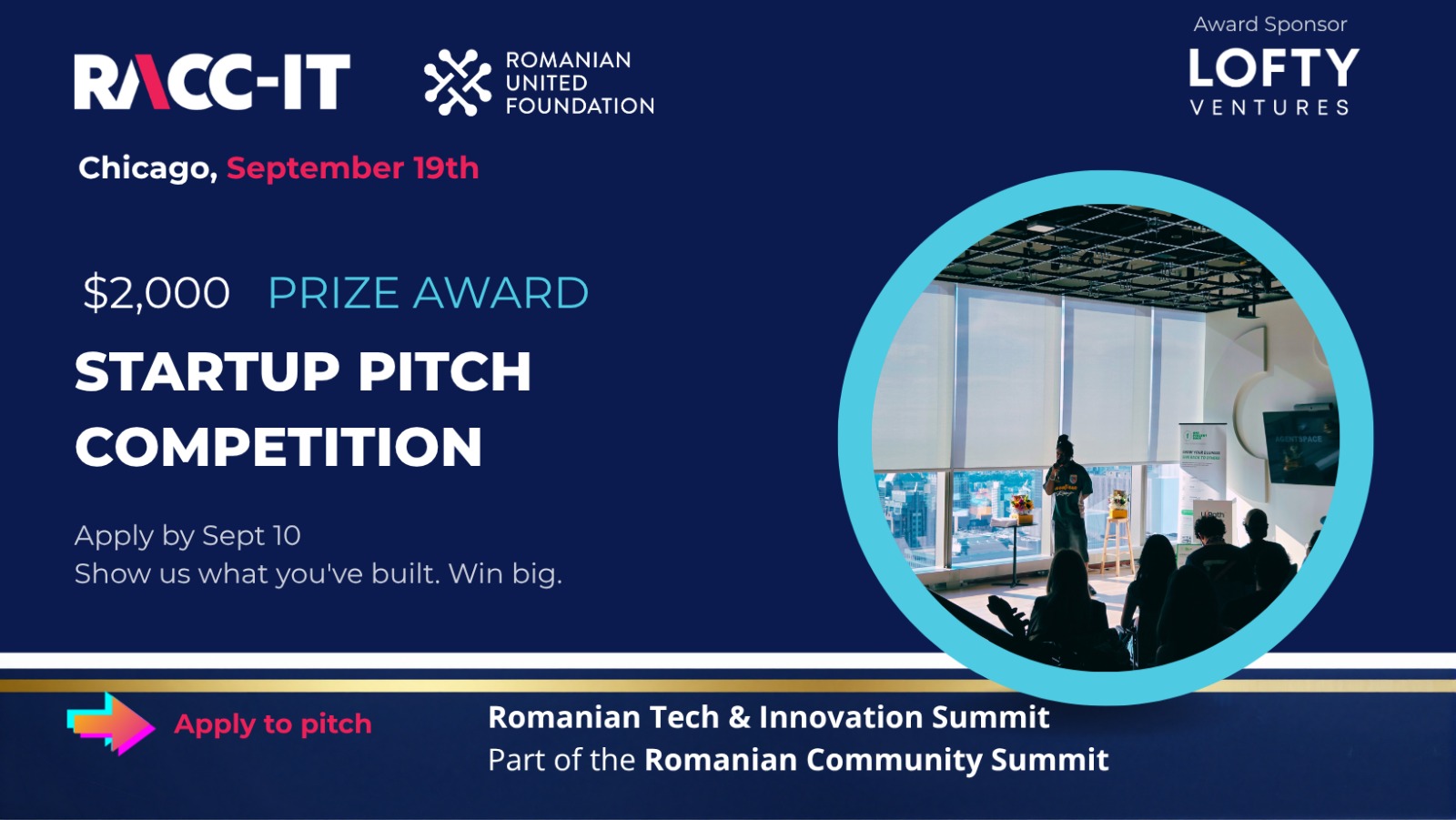 Startup Pitch Competition - $2,000 prize award, applications close September 10